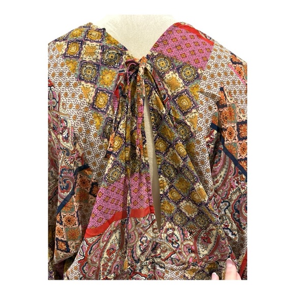 NWT Aakaa Boho Floral/Tribal Print Blouse - Picture 8 of 12
